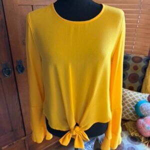 NWT Self Esteem Clothing Brand Long-Sleeve Gold Blouse Size Medium